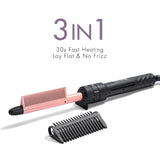 3 in 1 Instant Heating Curling Iron Set with Interchangeable Straightener for All Hair Types