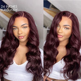 Chic Dark Burgundy 99J Body Wave 5x5 Closure Lace Glueless Wig 100% Human Hair