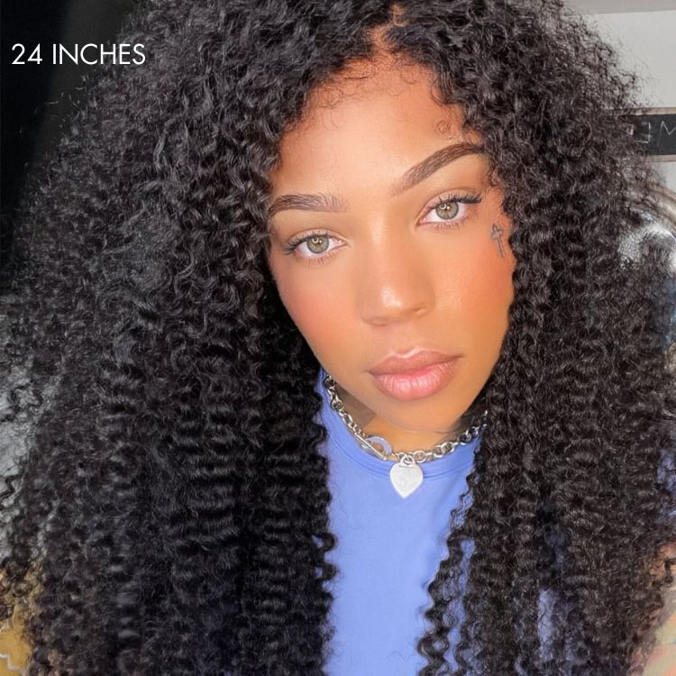 180% Density |  Bouncy Fluffy Afro Curls C Part Glueless 5x5 Closure Lace Wig Pre-bleached