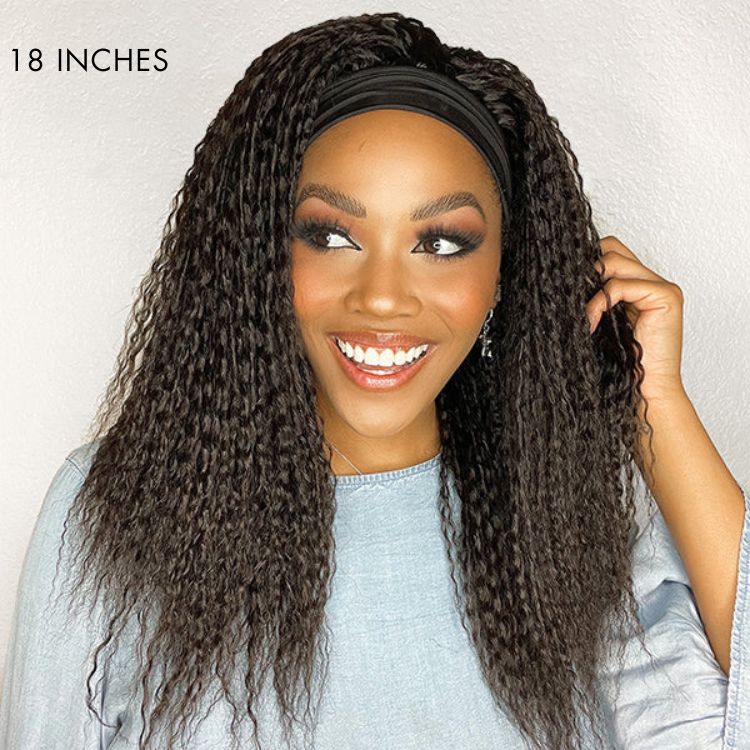 Throw On & Go Dreadlock Style Glueless Long Headband Wig 100% Human Hair (Get Free Trendy Headbands)