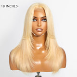 613 Blonde Curtain Bangs Layered Cut Glueless 5x5 Closure Undetectable HD Lace Wig