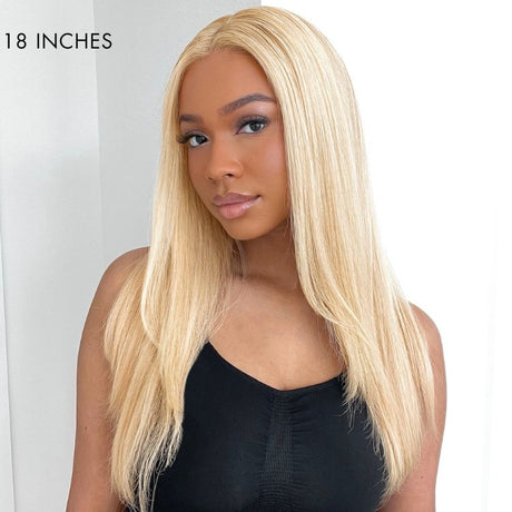 613 Blonde Curtain Bangs Layered Cut Glueless 5x5 Closure Undetectable HD Lace Wig