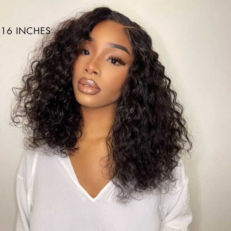 Shoulder-length Pre-plucked  Glueless Bouncy Curls Minimalist Undetectable HD Lace Long Wig 100% Human Hair