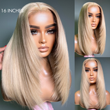 Blonde 613 Layered Cut Glueless 5x5 Closure Undetectable HD Lace Wig 100% Virgin Human Hair