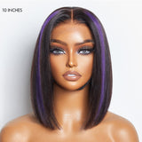 Purple Highlights Glueless 5x5 Closure HD Lace Bob Wig