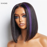 Purple Highlights Glueless 5x5 Closure HD Lace Bob Wig