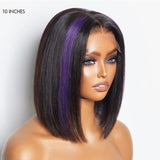 Purple Highlights Glueless 5x5 Closure HD Lace Bob Wig