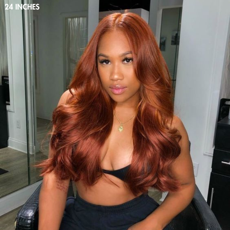 Cinnamon Brown Loose Wave / Straight / Straight Layer Glueless 5x5 Closure Undetectable HD Lace Long Wig