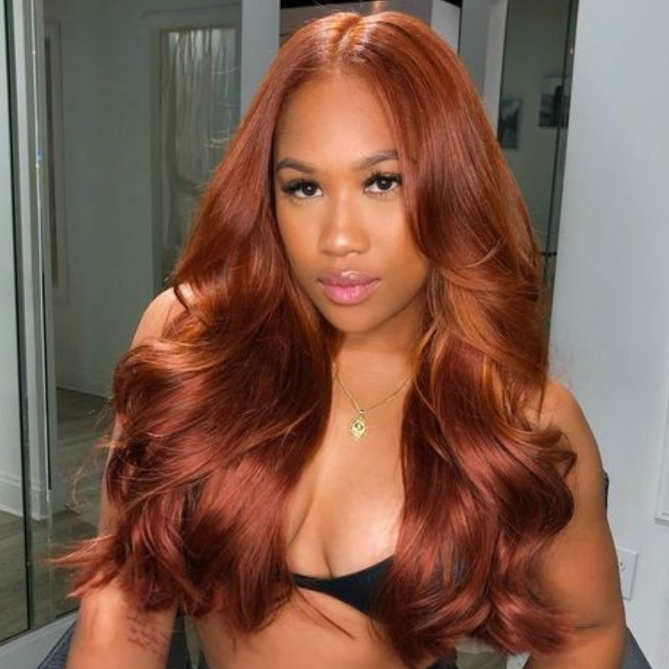 Cinnamon Brown Loose Wave / Straight / Straight Layer Glueless 5x5 Closure Undetectable HD Lace Long Wig