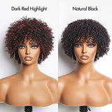 Dark Red / Blonde Highlights / Natural Black Afro Curls Glueless Ready to Go Wig Beginner Friendly