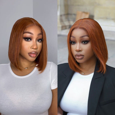 Beginner Friendly Sugar Maple 4x4 Closure Lace Glueless Mid Part Bob Wig 100% Human Hair