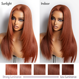 Cinnamon Brown Loose Wave / Straight / Straight Layer Glueless 5x5 Closure Undetectable HD Lace Long Wig