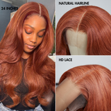 Cinnamon Brown Loose Wave / Straight / Straight Layer Glueless 5x5 Closure Undetectable HD Lace Long Wig