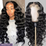 Wet and Wavy Loose Ocean Wave C Part Glueless 5x5 Closure Lace Wig