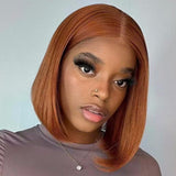 Beginner Friendly Sugar Maple 4x4 Closure Lace Glueless Mid Part Bob Wig 100% Human Hair