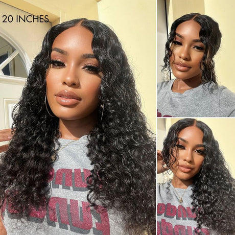 Face-Framing Layered Cut Bouncy Water Wave Glueless 4x4 Closure Lace Wig With Bangs