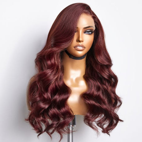 Reddish Brown Left C Part Loose Wave Glueless 5x5 Closure Lace Wig Ready to Go