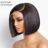 Put On & Go Blunt Cut Straight Bob Minimalist HD Lace Glueless C Part Wig