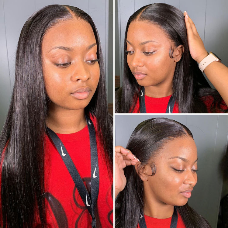 PreMax Wigs | Super Natural Hairline Silky Straight Glueless 13x4 Frontal Lace Wig Human Hair Pre-plucked