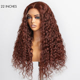 Newbie Only | Casual Reddish Brown Curly 5x5 Closure Lace Glueless Mid Part Long Curly Wig 100% Human Hair