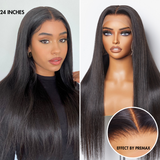 PreMax Wigs | Super Natural Hairline Silky Straight Glueless 13x4 Frontal Lace Wig Human Hair Pre-plucked