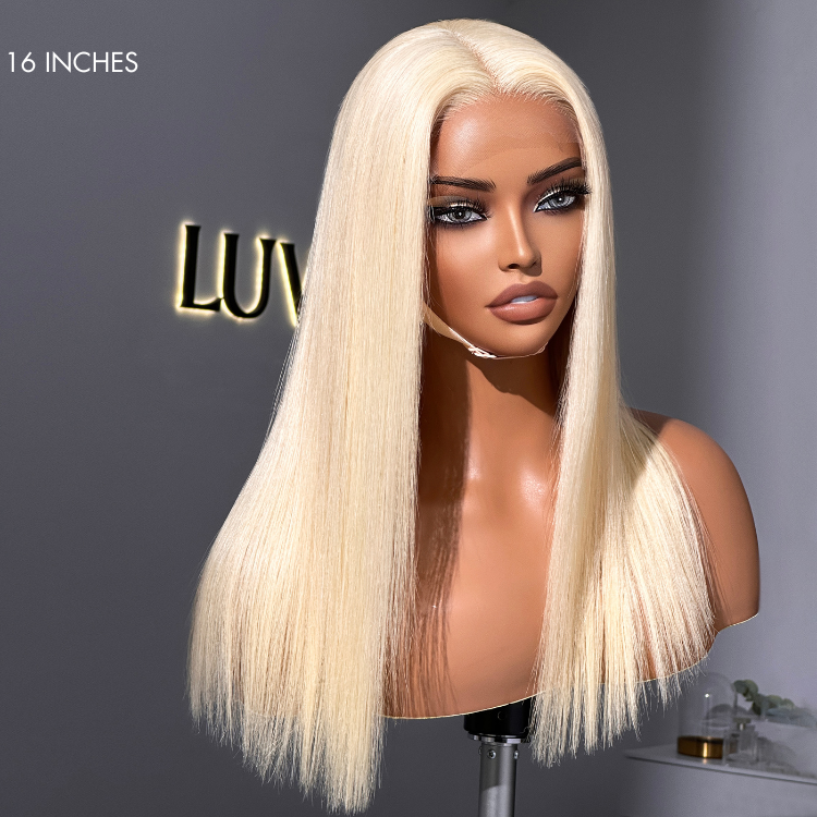 PreMax Wigs | Easily Redyed 613 Silky Straight 5x5 Closure HD Lace Glueless Mid Part Long Wig 100% Human Hair