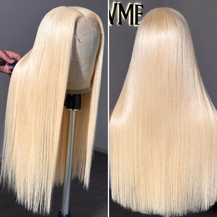 PreMax Wigs | Easily Redyed 613 Silky Straight 5x5 Closure HD Lace Glueless Mid Part Long Wig 100% Human Hair