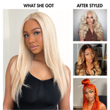 PreMax Wigs | Easily Redyed 613 Silky Straight 5x5 Closure HD Lace Glueless Mid Part Long Wig 100% Human Hair