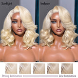 Blonde 613 Loose Body Wave Glueless 5x5 Closure HD Lace Right C Part Short Wig