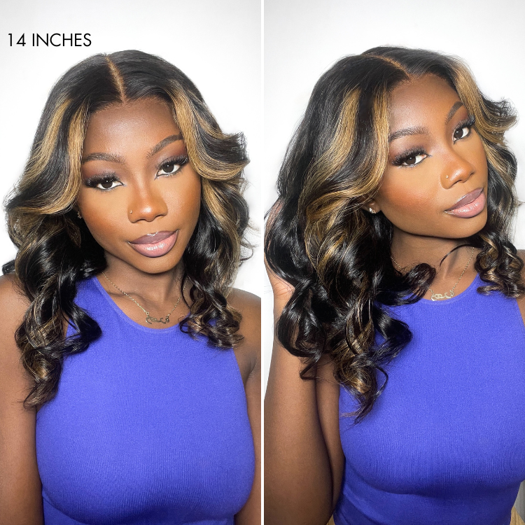 PreMax Wigs | Super Natural Hairline Blonde Mix Black Loose Wave Glueless 5x5 Closure HD Lace Wig | Large & Small Cap Size