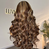 Honey Blonde Highlight Loose Body Wave Glueless 13x4 Lace Front Wig 100% Human Hair