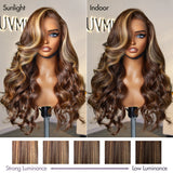 Honey Blonde Highlight Loose Body Wave Glueless 13x4 Lace Front Wig 100% Human Hair