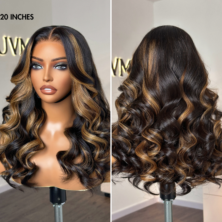 PreMax Wigs | Super Natural Hairline Blonde Mix Black Loose Wave Glueless 5x5 Closure HD Lace Wig | Large & Small Cap Size