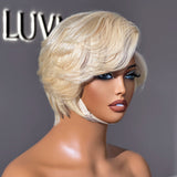 613 Blonde Pixie Cut Glueless Minimalist HD Lace C Part Short Wig 100% Human Hair