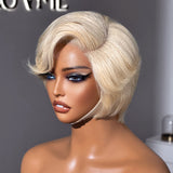 613 Blonde Pixie Cut Glueless Minimalist HD Lace C Part Short Wig 100% Human Hair