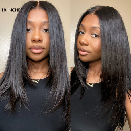 180% Density | Trendy Layered Cut Pre-plucked Glueless 5x5 Closure Lace Wig 100% Human Hair