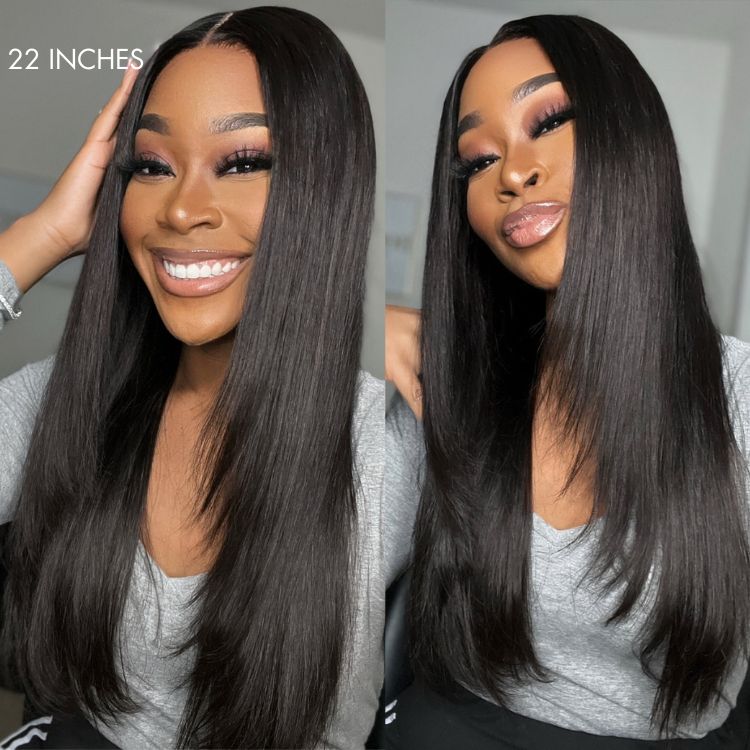 180% Density | Trendy Layered Cut Pre-plucked Glueless 5x5 Closure Lace Wig 100% Human Hair