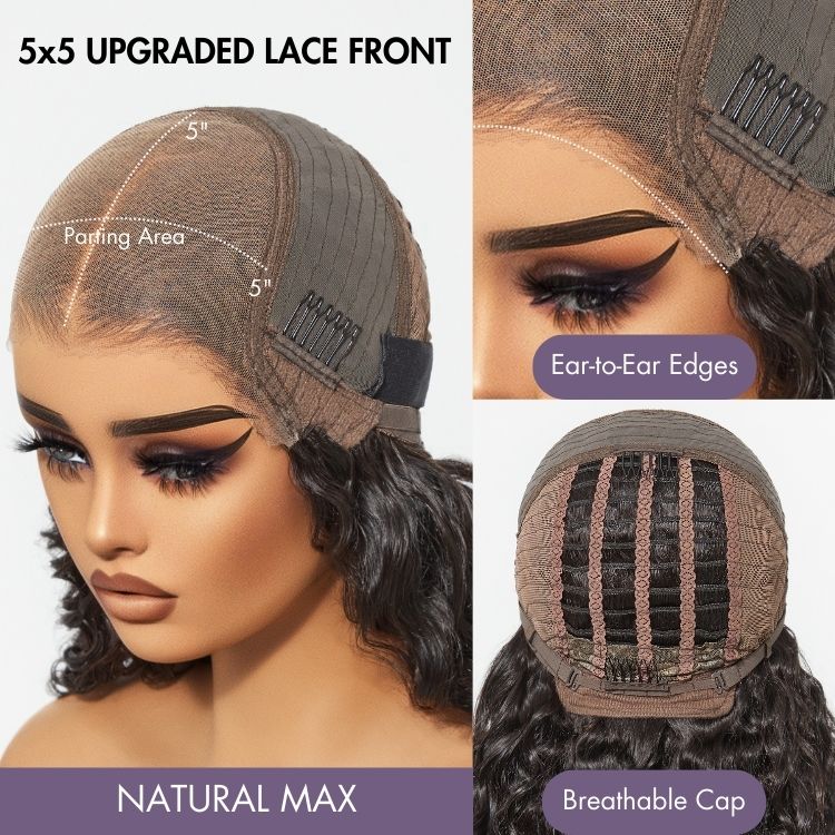 PreMax Wigs | Ear to Ear Super Natural Hairline Deep Wave Glueless 5x5 Upgraded Lace Front Long Curly Wig Pre-plucked