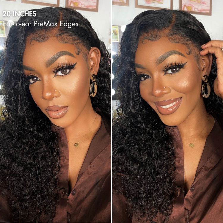 PreMax Wigs | Ear to Ear Super Natural Hairline Deep Wave Glueless 5x5 Upgraded Lace Front Long Curly Wig Pre-plucked