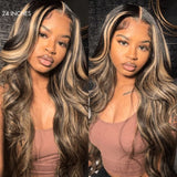 Blonde Highlight Big Loose Wave 5x5 Closure HD Lace Glueless Mid Part Wig 100% Human Hair