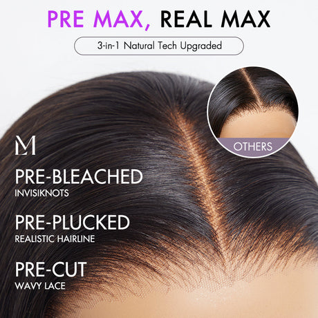 PreMax Wigs | Super Natural Hairline Silky Straight Glueless 13x4 Frontal Lace Wig Human Hair Pre-plucked