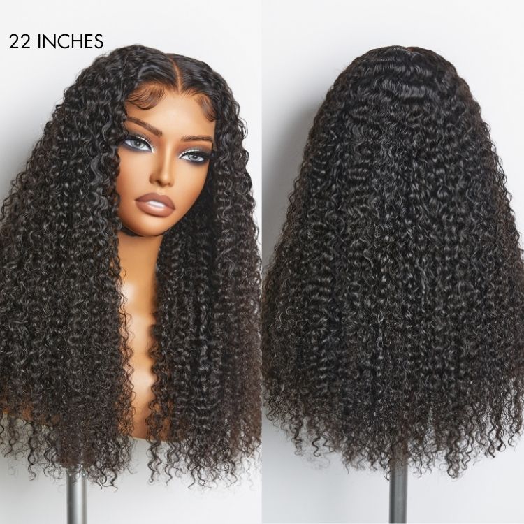 PartingMax Glueless Wig Kinky Curly 7x6 Closure HD Lace Long Curly Wig Pre Plucked & Bleached Ready to Go