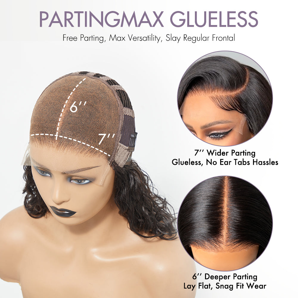 PartingMax Glueless Wig Kinky Curly 7x6 Closure HD Lace Long Curly Wig Pre Plucked & Bleached Ready to Go