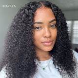 PartingMax Glueless Wig Kinky Curly 7x6 Closure HD Lace Long Curly Wig Pre Plucked & Bleached Ready to Go