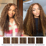 Honey Blonde Highlight Kinky Curly Glueless 5x5 Closure HD Lace Wig Breathable Cap