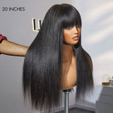 Breathable Cap Yaki Straight Ultra Natural Minimalist Lace Long Wig with Bangs