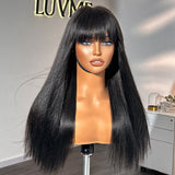 Special Deal | Breathable Cap Yaki Straight Ultra Natural Minimalist Lace Long Wig with Bangs