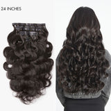 Soft Body Wave Seamless Clip in Human Hair Extensions Hair Pieces 135g 9pcs / 7pcs with Free Gift