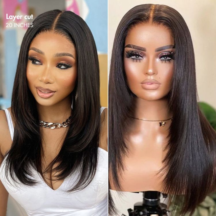 PreMax Wigs | Super Natural Hairline Silky Straight Glueless 13x4 Frontal Lace Wig Human Hair Pre-plucked