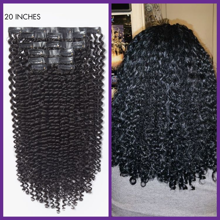 Full Kinky Curly Seamless Clip in Human Hair Extensions Hair Pieces 135g 9pcs / 7pcs with Free Gift